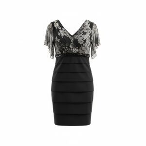 Enfocus Studio Black and Gray Floral Mini Dress
